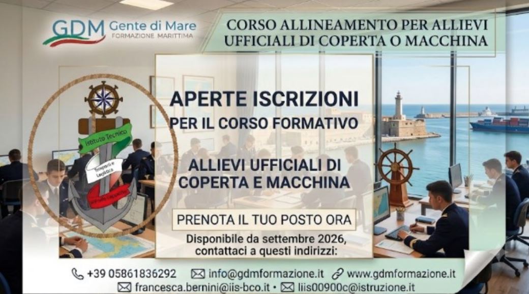 Corso allineamento per allievi ufficiali di coperta o macchina - Aperte iscrizioni